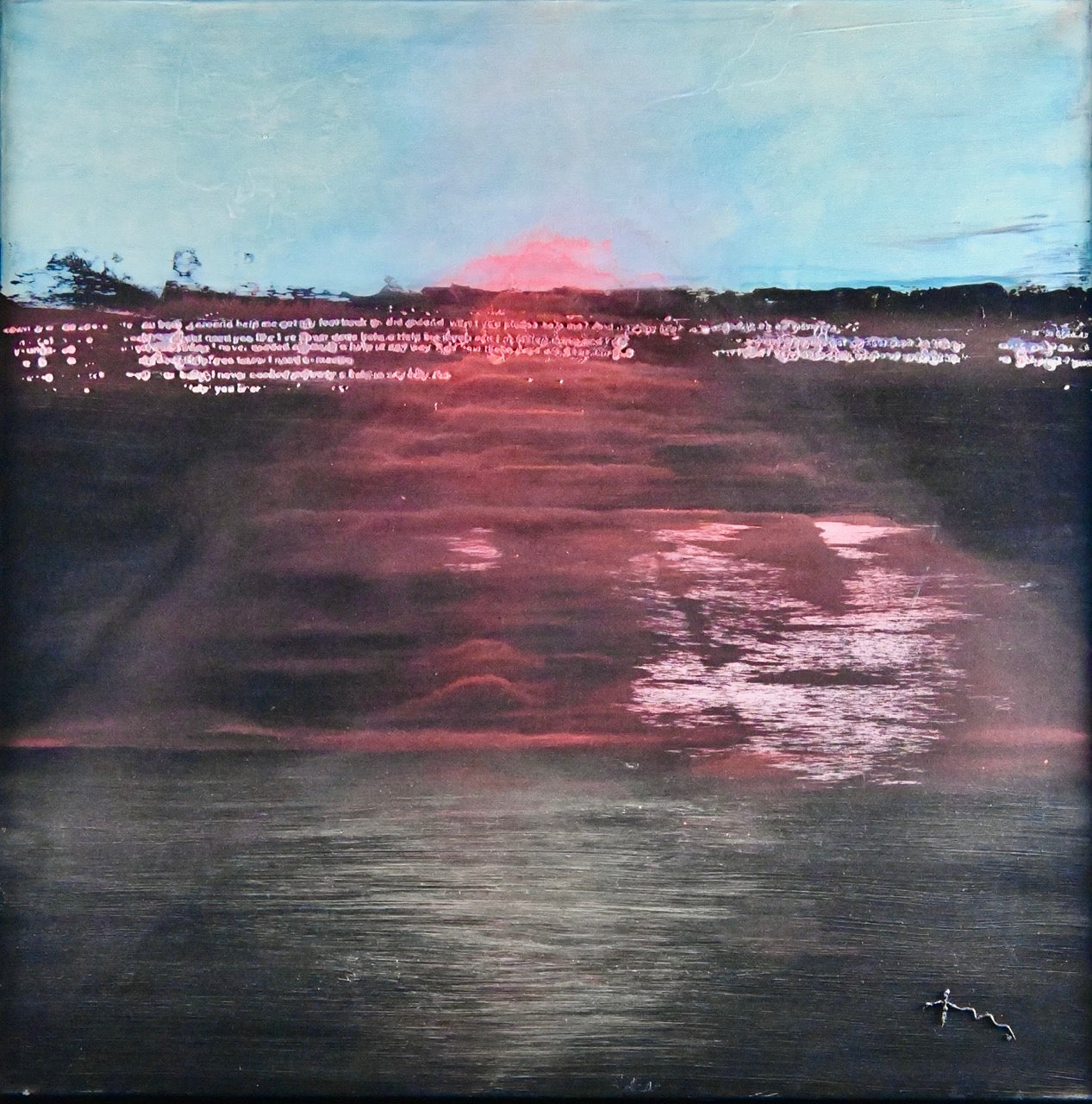 Rote Sonne verschwindet hinter dem Horizont