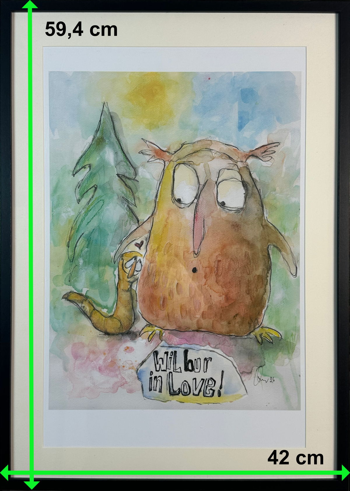 Wilbur in Love (A2 Druck in Rahmen)
