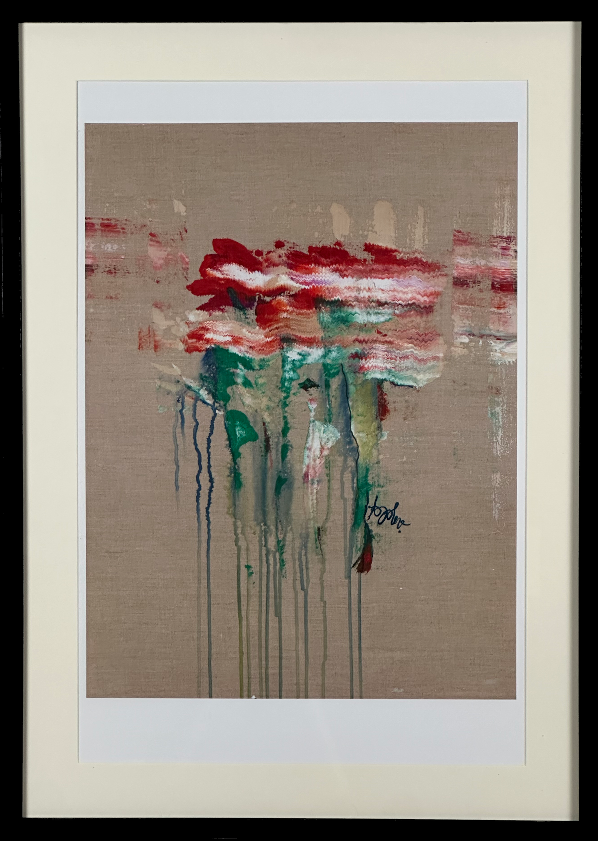 Flowers, red, white, and red (A2 Druck in Rahmen)