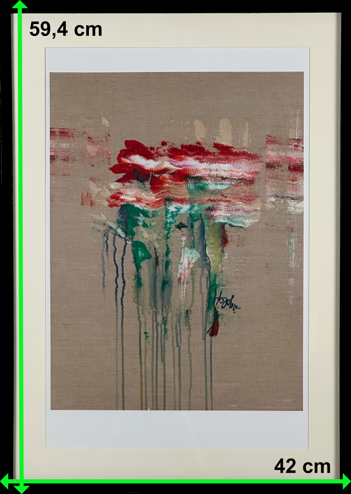 Flowers, red, white, and red (A2 Druck in Rahmen)