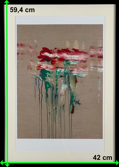 Flowers, red, white, and red (A2 Druck in Rahmen)