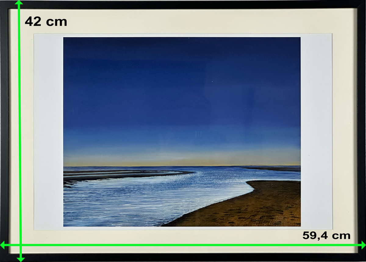 Strand am Morgen (A2 Druck in Rahmen)