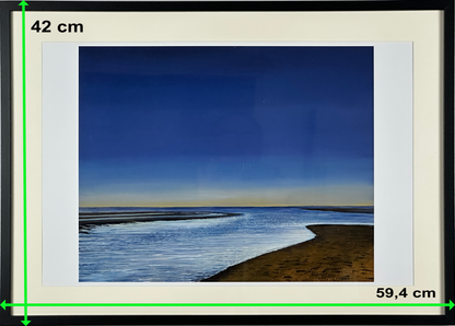 Strand am Morgen (A2 Druck in Rahmen)
