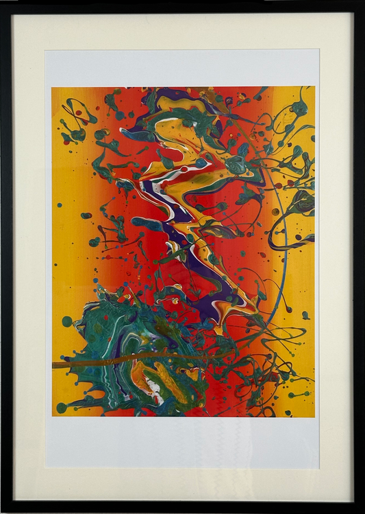 Green Flow on Red Base (A2 Druck in Rahmen)