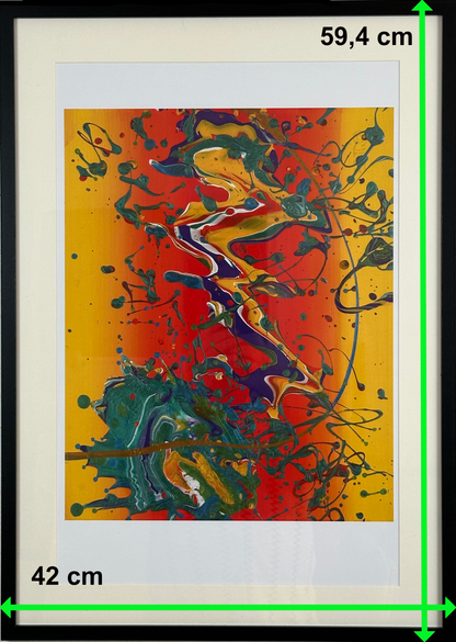 Green Flow on Red Base (A2 Druck in Rahmen)
