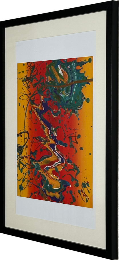 Green Flow on Red Base (A2 Druck in Rahmen)