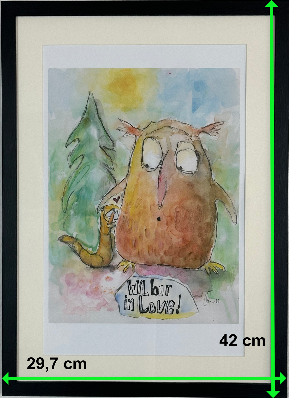 Wilbur in Love (A3 Druck in Rahmen)