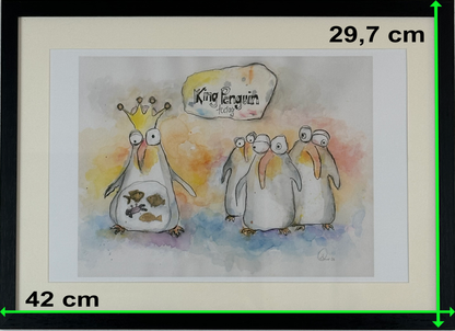 King Penguin (A3 Druck in Rahmen)