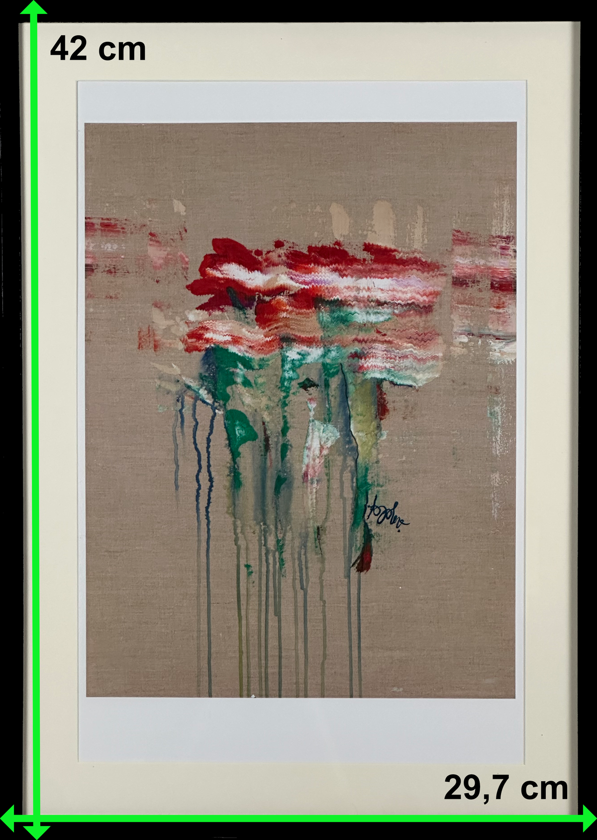 Flowers, red, white, and red (A3 Druck in Rahmen)