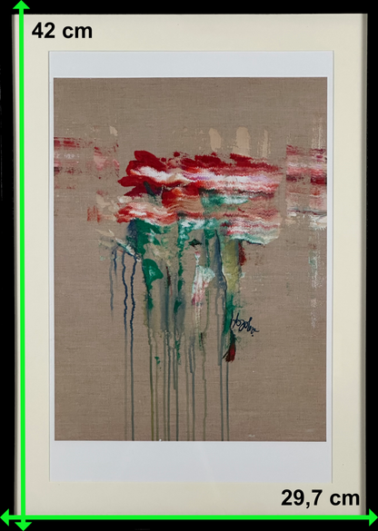 Flowers, red, white, and red (A3 Druck in Rahmen)