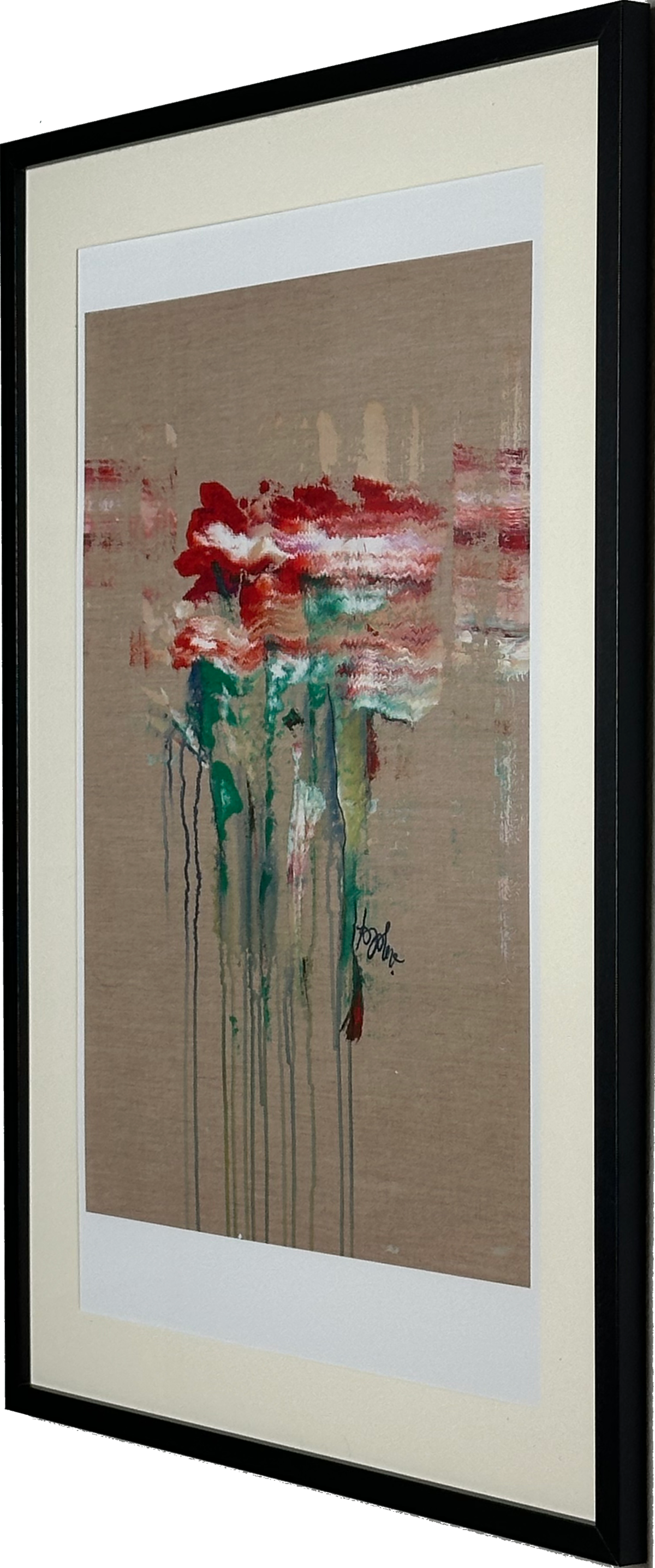 Flowers, red, white, and red (A3 Druck in Rahmen)