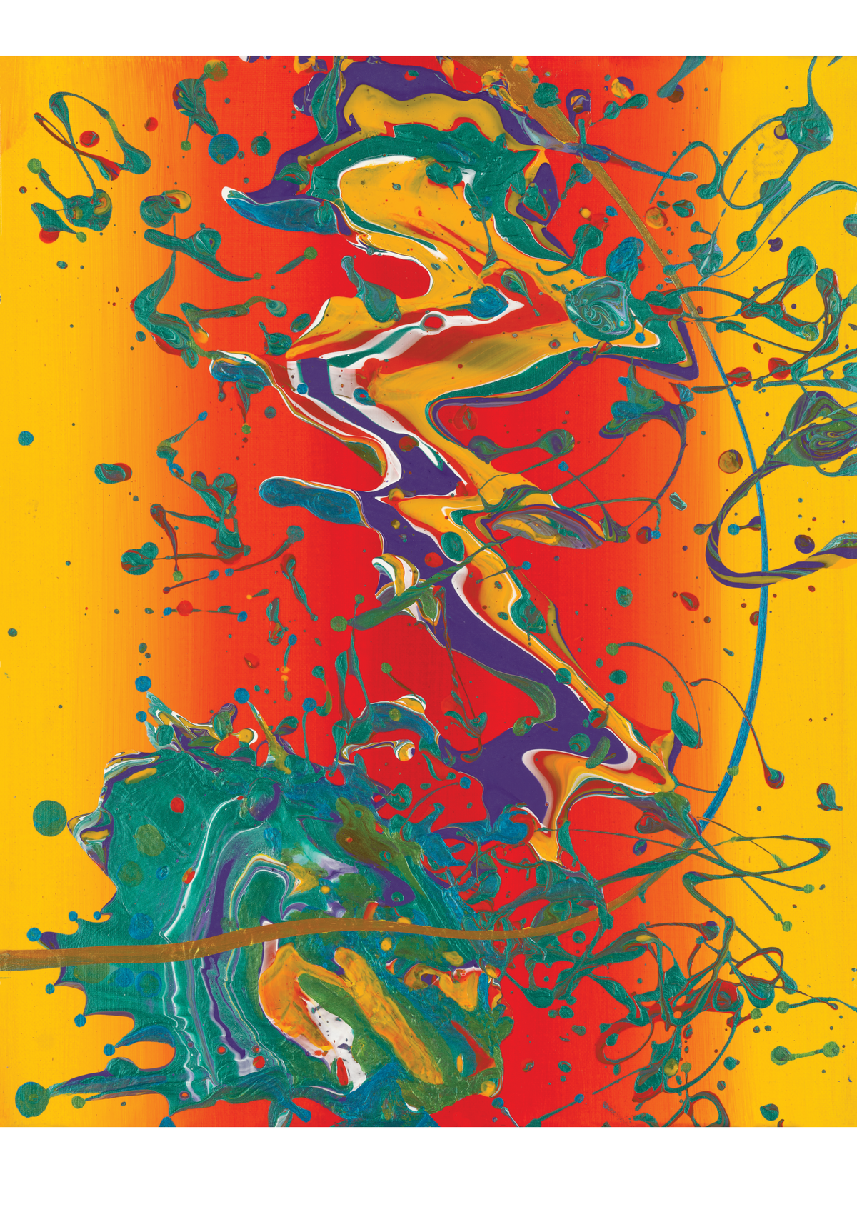 Green Flow on Red Base (A2 Poster)