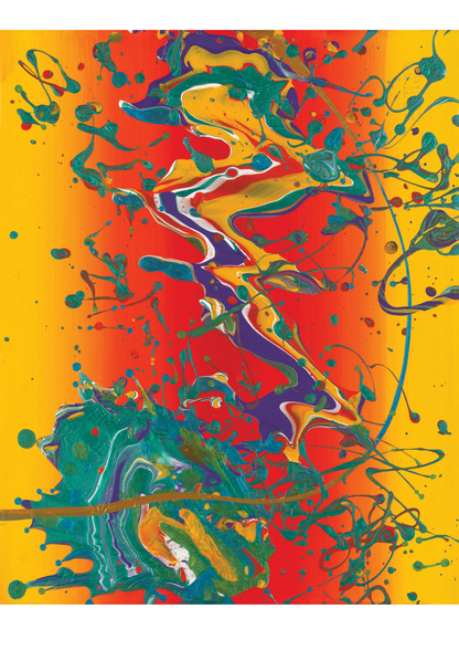 Green Flow on Red Base (A2 Poster)