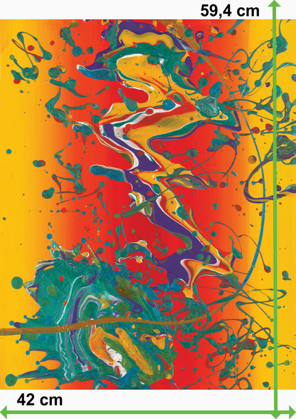 Green Flow on Red Base (A2 Poster)